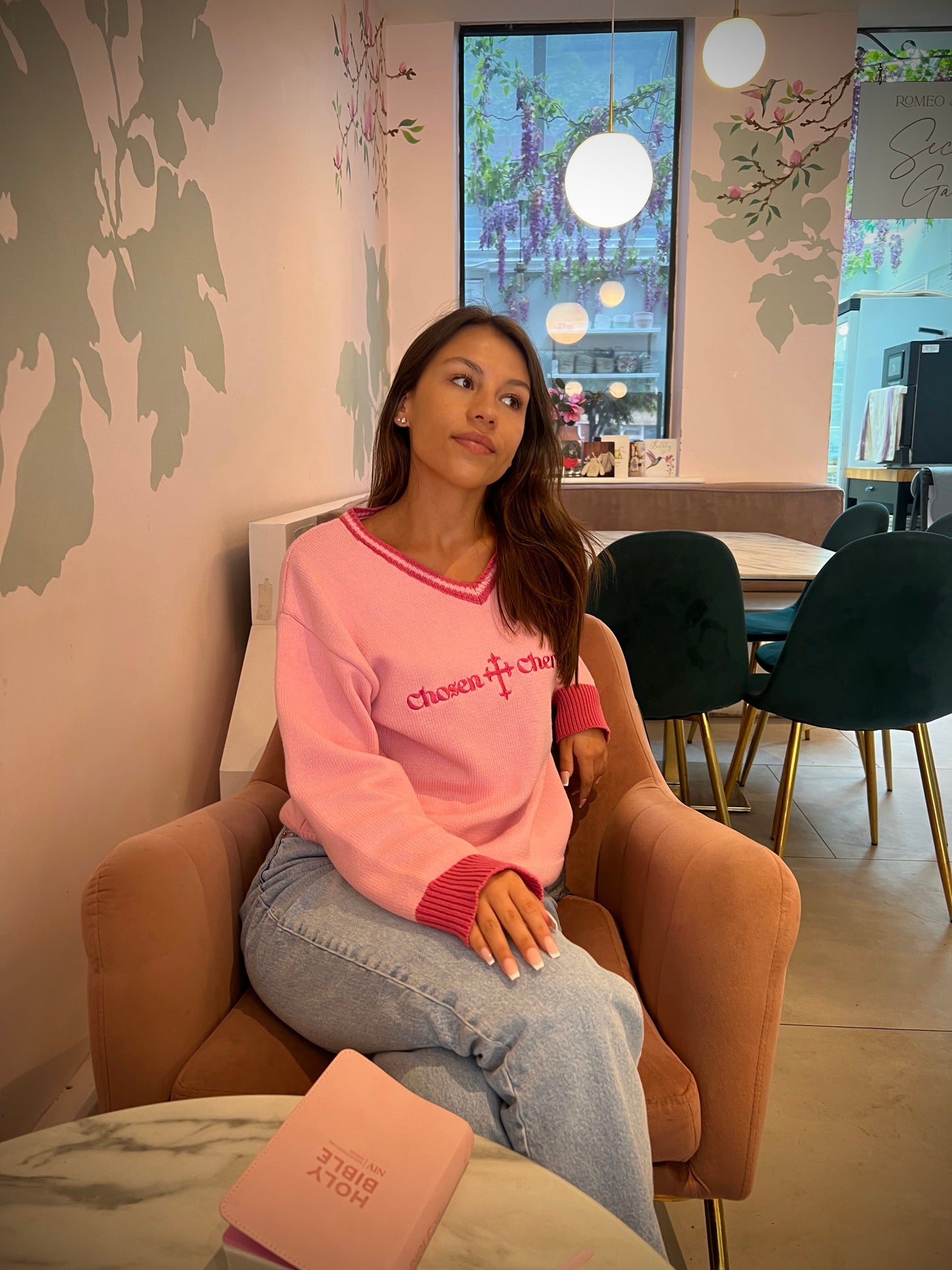 'Chosen & Cherished' Sweater Pink