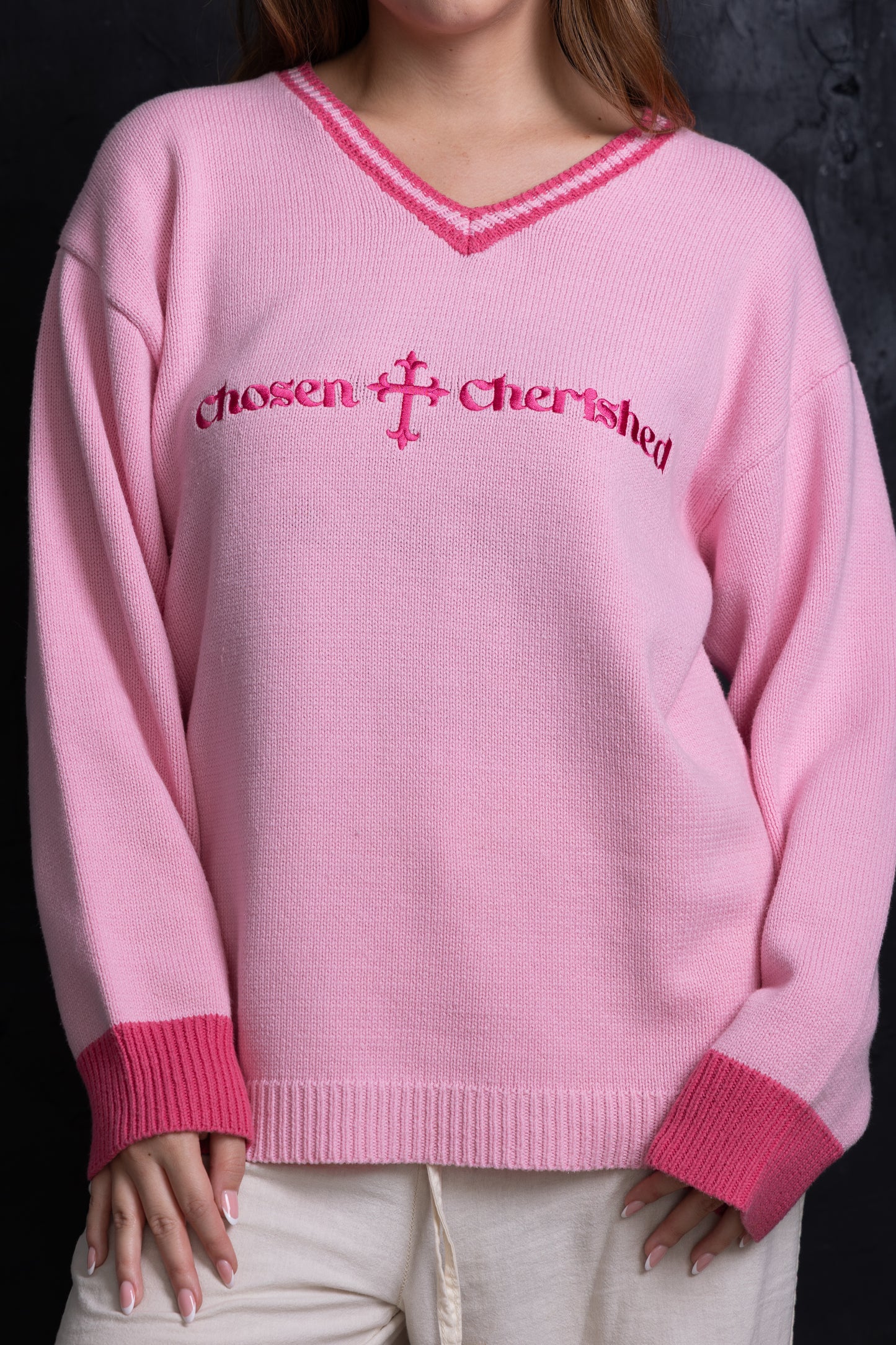 'Chosen & Cherished' Sweater Pink