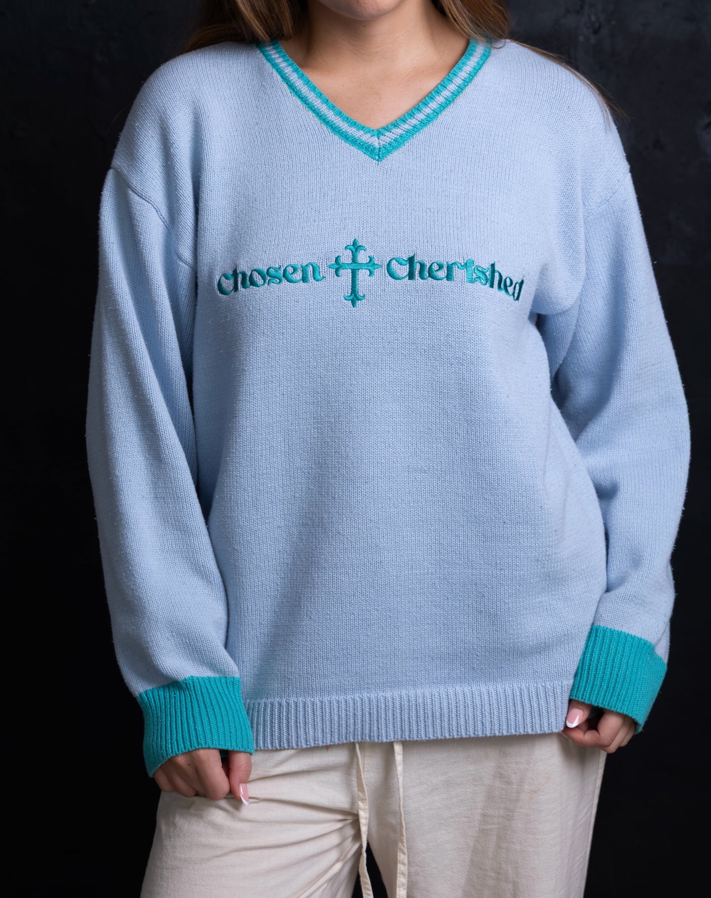 'Chosen & Cherished' Sweater Blue