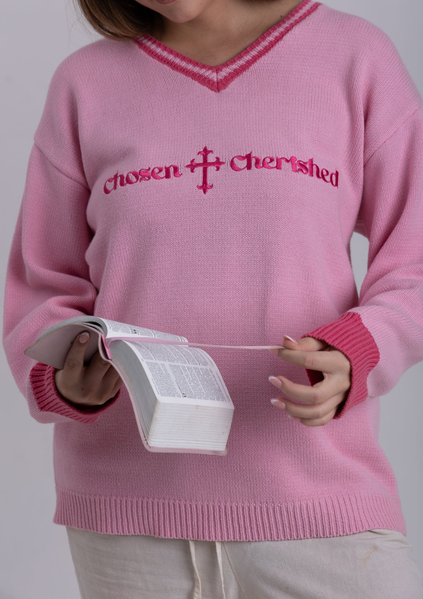 'Chosen & Cherished' Sweater Pink