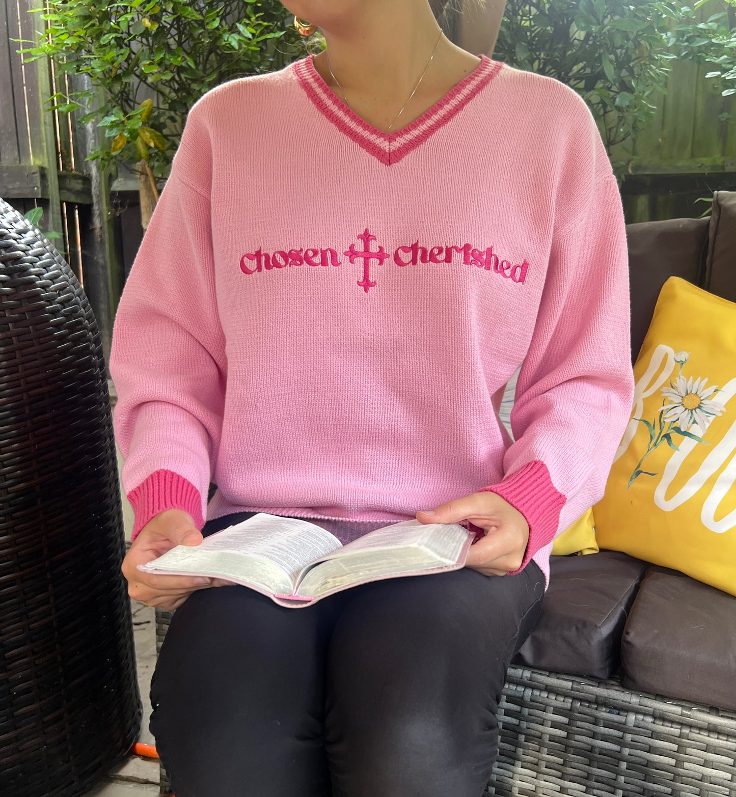 'Chosen & Cherished' Sweater Pink
