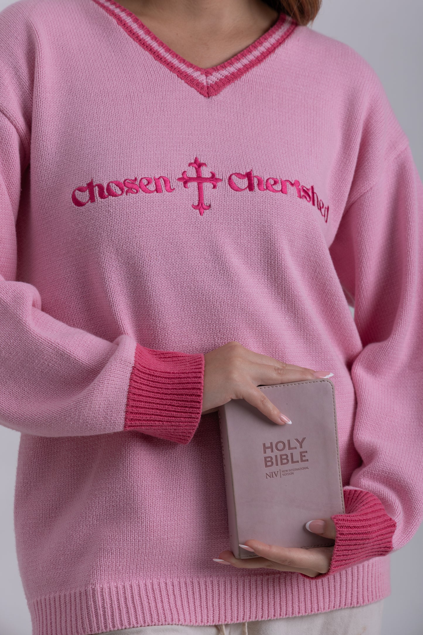 'Chosen & Cherished' Sweater Pink